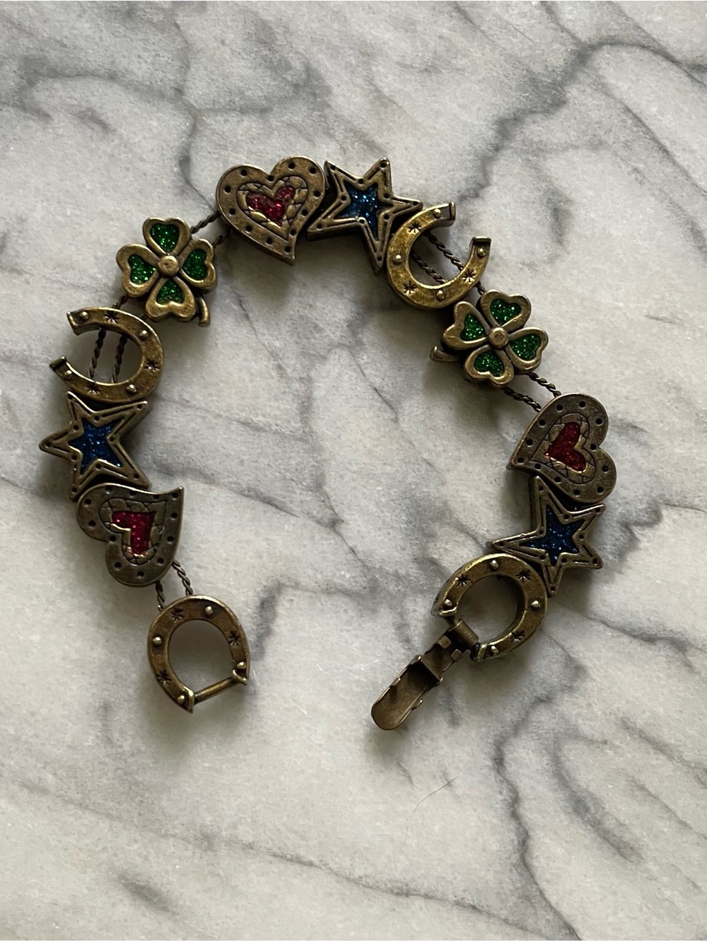 Vintage Avon Lucky Charms Slider Bracelet Bronze